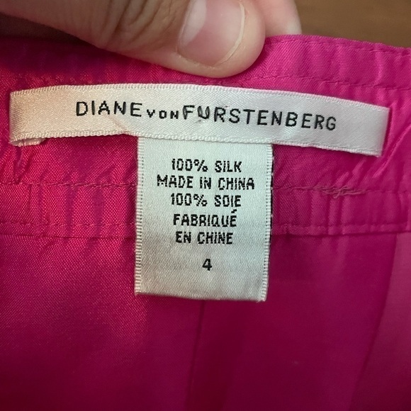 DIANE VON FURSTENBERG $450 Hot Pink Silk Bowenia Strapless Fit Flare Dress Sz 4 - Picture 4 of 5